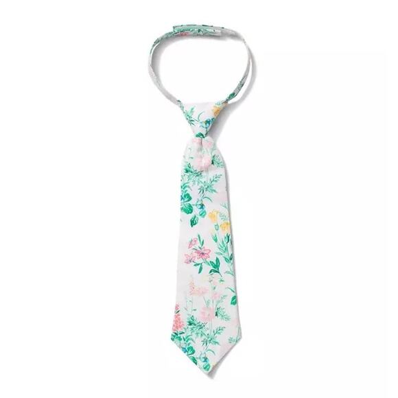 JANIE AND JACK White Green Pink Floral Necktie Tie Preppy  - Sz 2-5 - NWT - Picture 1 of 4